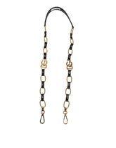 Dolce & Gabbana Black Leather Gold Chain Bag Accessory Shoulder Strap